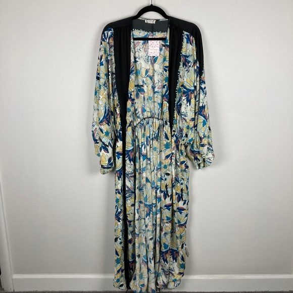 Free People Other - NWT Free People In Bloom Long Balloon Sleeve Duster Kimono Robe Cover Up Small S